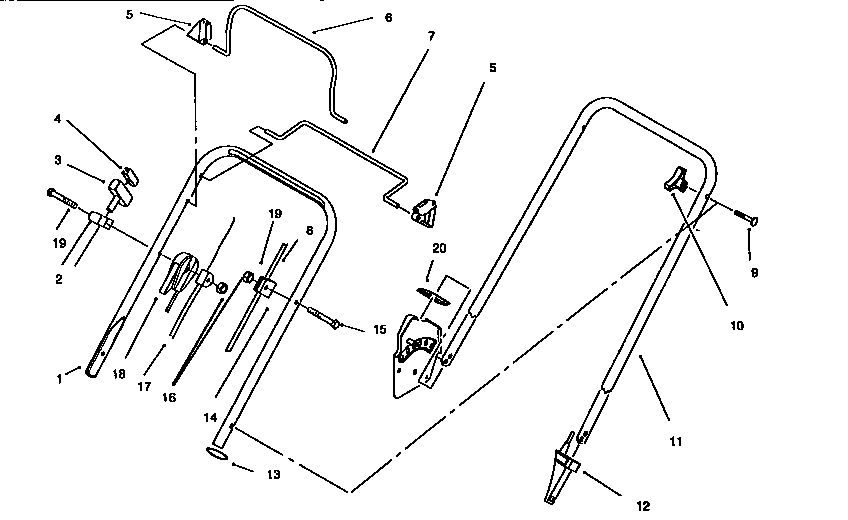 Handle Assembly Diagram and Parts List for 10302 6900001 AND UP Lawn Boy Lawn Mower